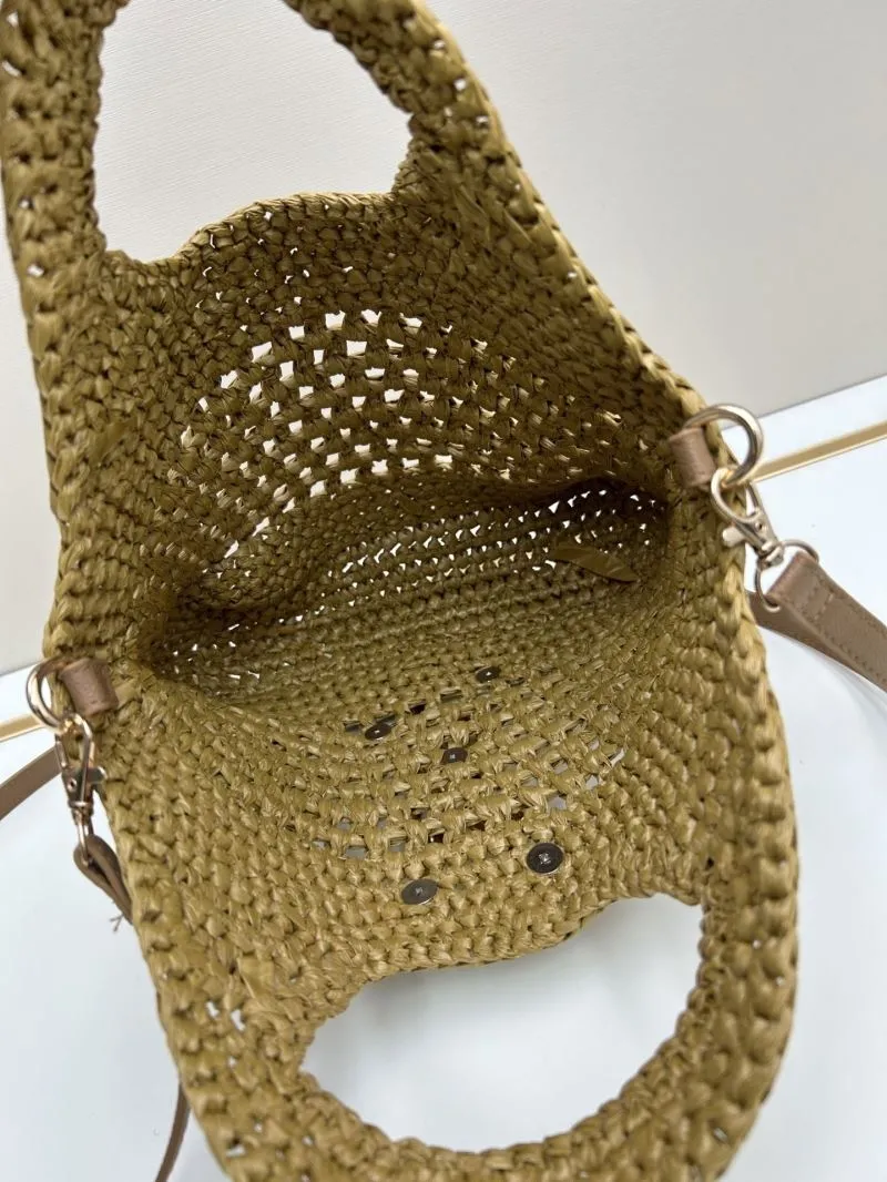 YSL Straw Woven Crossbody Tote Bag 1811 Khaki - Image 6