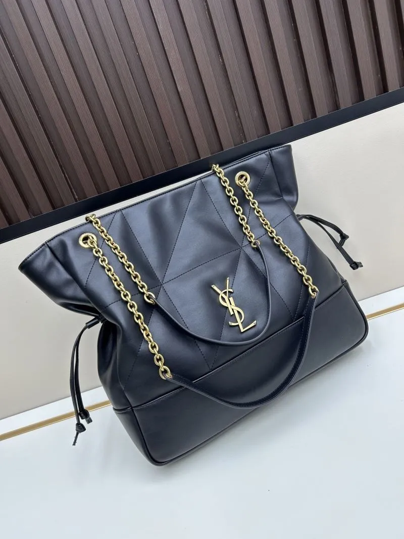 YSL Black Leather Tote Bag with Pouch Model 211 - Image 3
