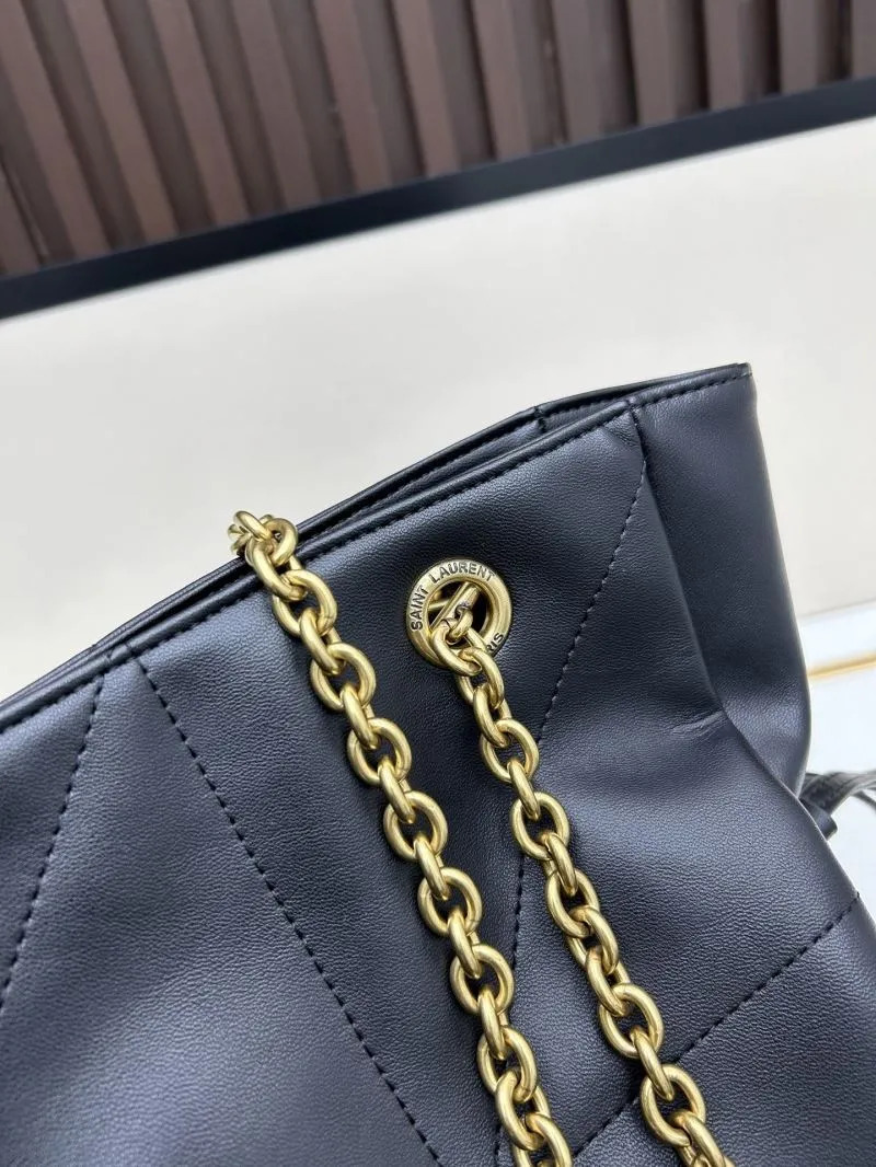 YSL Black Leather Tote Bag with Pouch Model 211 - Image 4