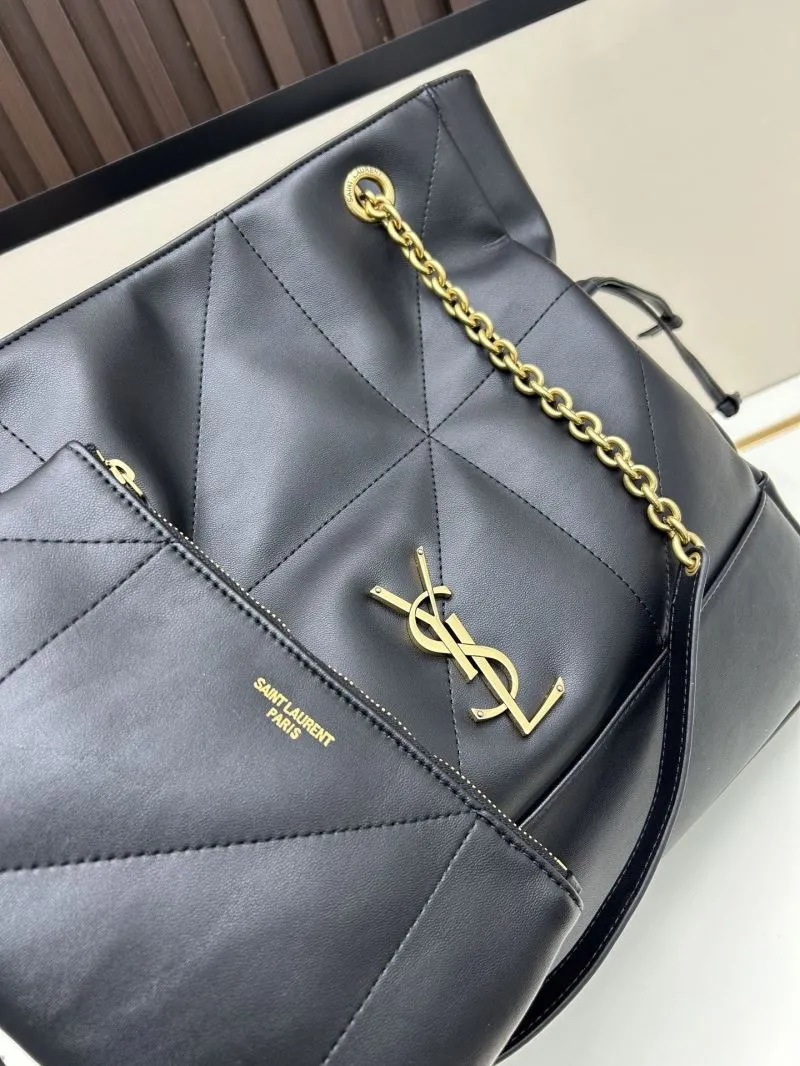YSL Black Leather Tote Bag with Pouch Model 211 - Image 5