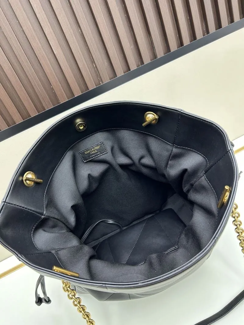 YSL Black Leather Tote Bag with Pouch Model 211 - Image 7