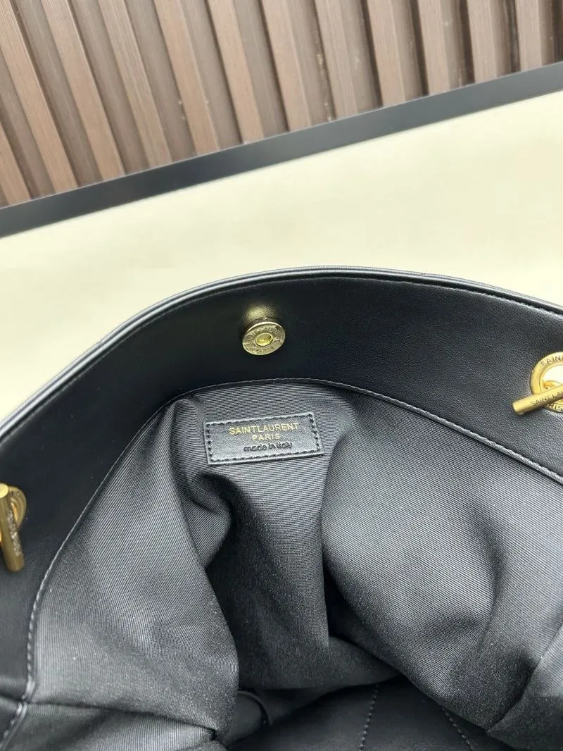 YSL Black Leather Tote Bag with Pouch Model 211 - Image 8