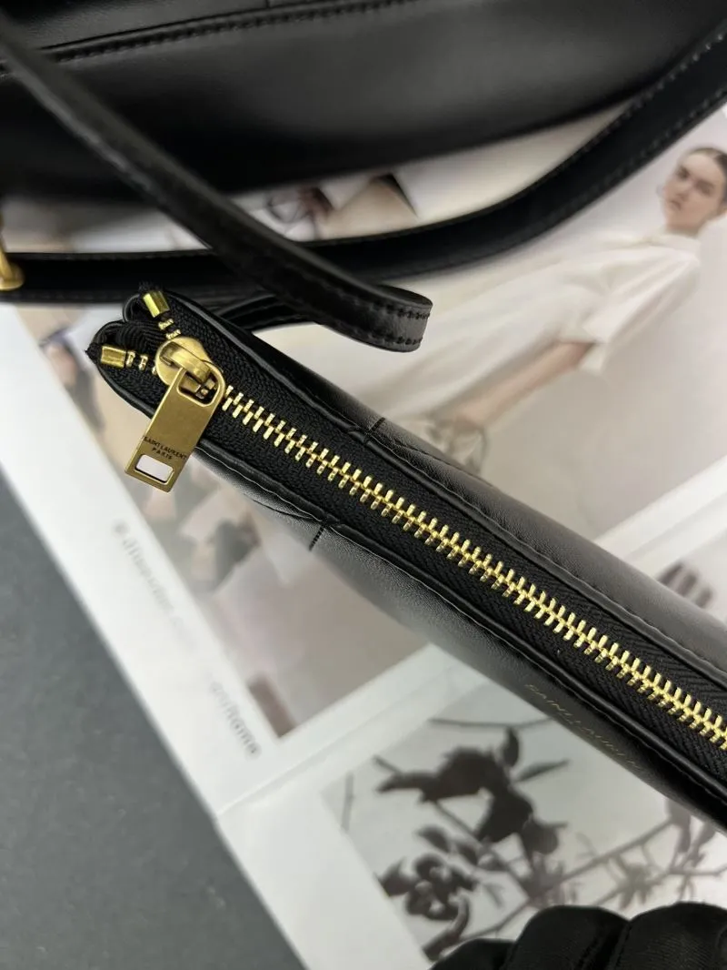 YSL Black Leather Shoulder Tote Bag kk809824 - Image 3