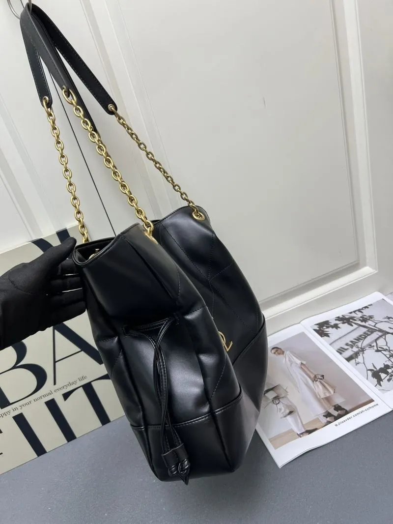YSL Black Leather Shoulder Tote Bag kk809824 - Image 6