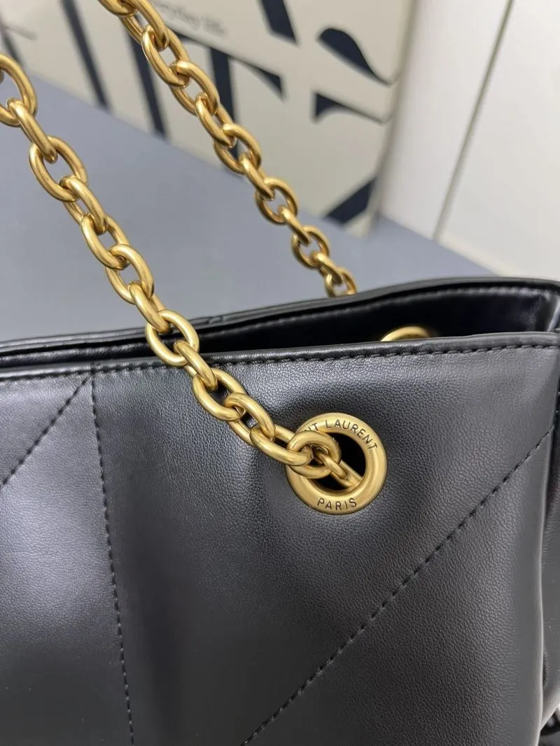 YSL Black Leather Shoulder Tote Bag kk809824 - Image 8