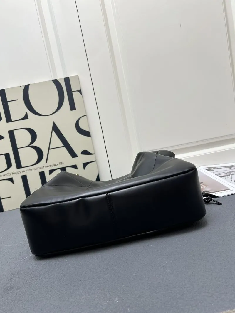YSL Black Leather Shoulder Tote Bag kk809824 - Image 9