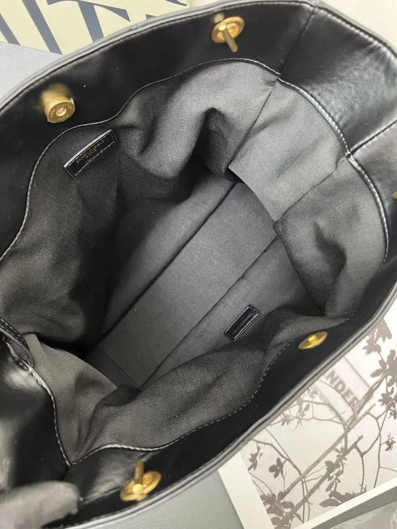 YSL Black Leather Shoulder Tote Bag kk809824 - Image 10