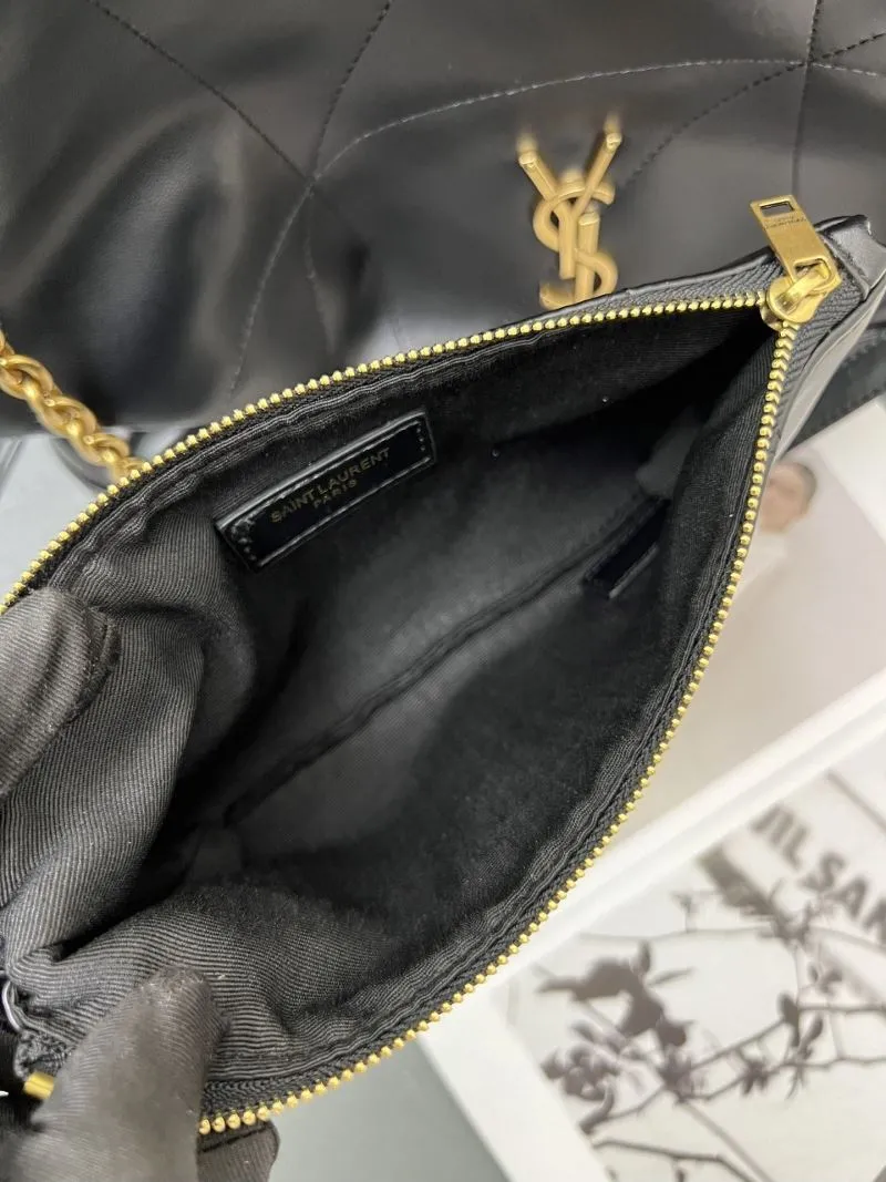 YSL Black Leather Shoulder Tote Bag kk809824 - Image 12