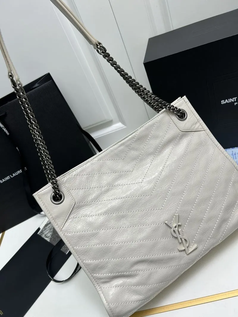 YSL Cream Quilted Tote Bag 577999 - Image 3