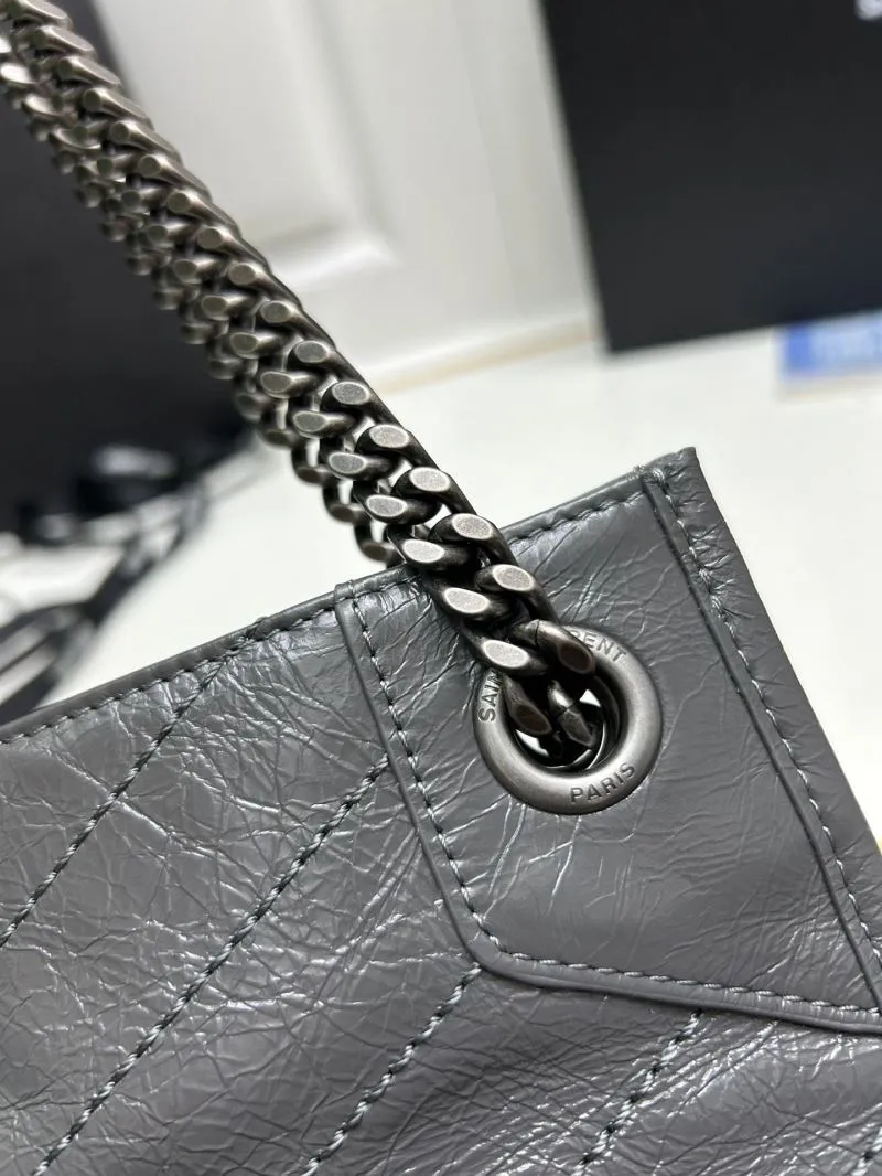 YSL Gray Leather Chain Tote Bag 577999 - Image 5