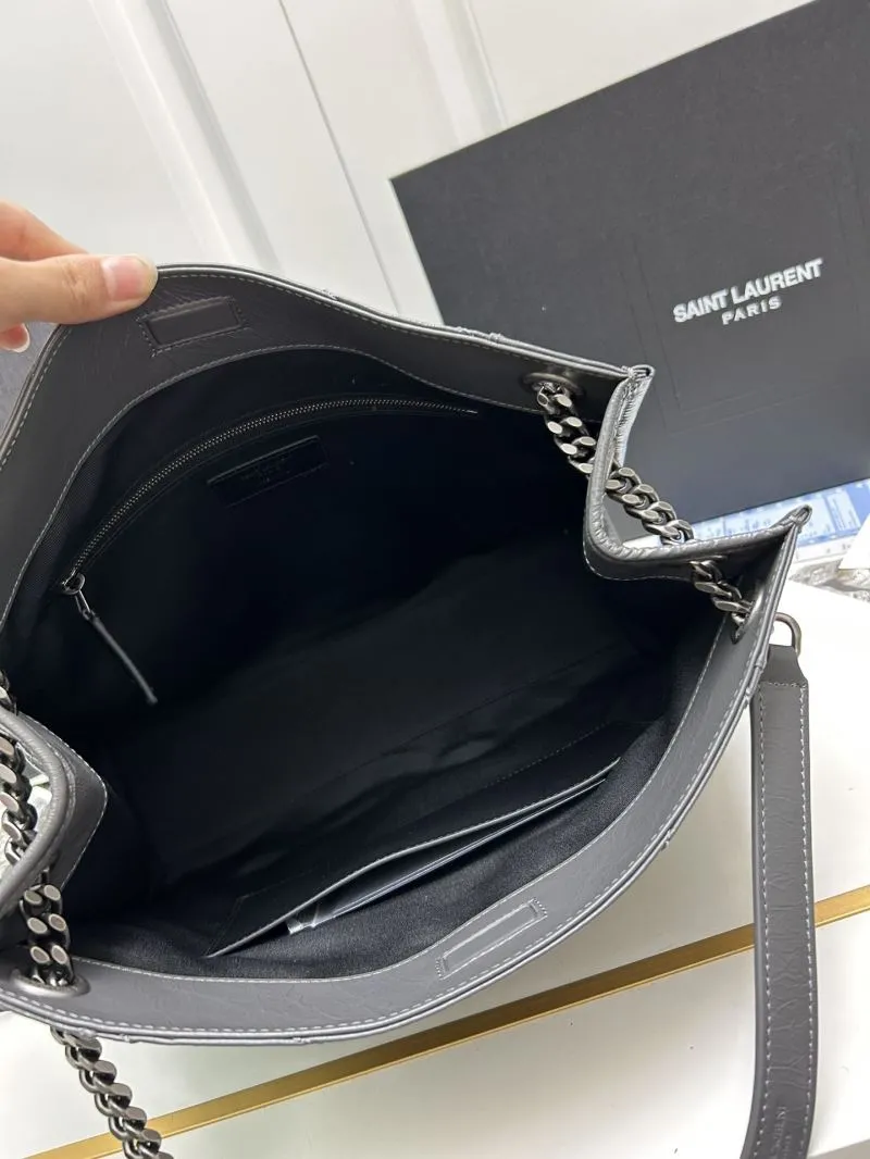 YSL Gray Leather Chain Tote Bag 577999 - Image 8
