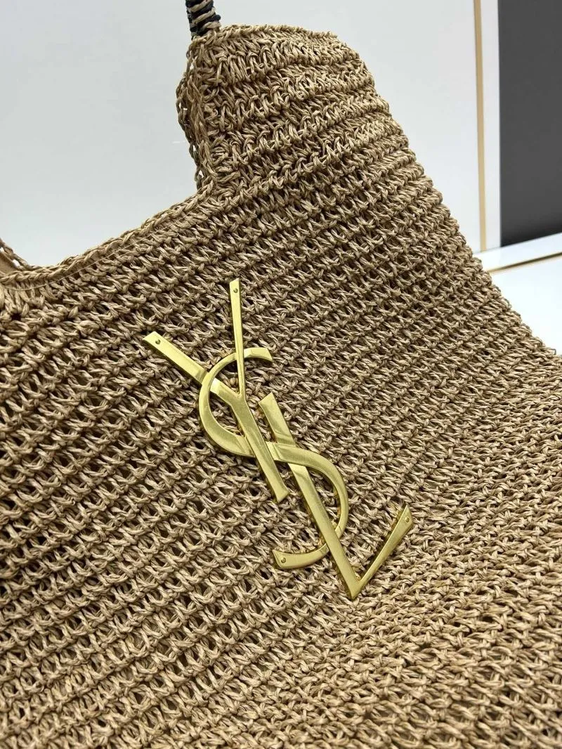 YSL Woven Straw Tote Bag 60129 Beige - Image 3
