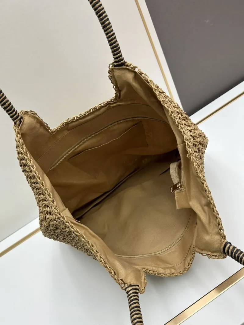 YSL Woven Straw Tote Bag 60129 Beige - Image 6