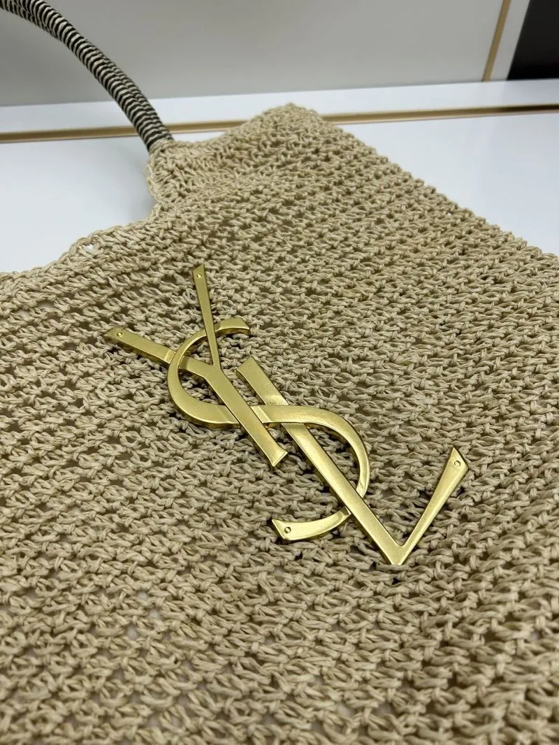 YSL Beige Straw Tote Bag 60129 - Image 3