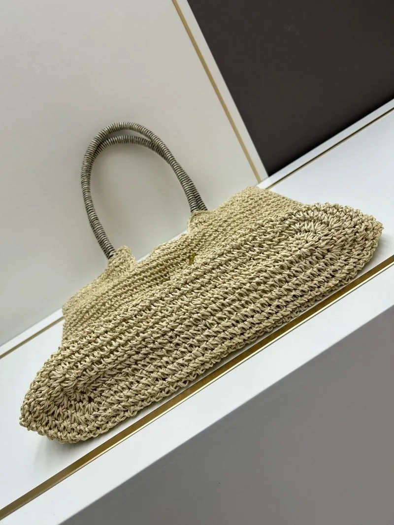 YSL Beige Straw Tote Bag 60129 - Image 5