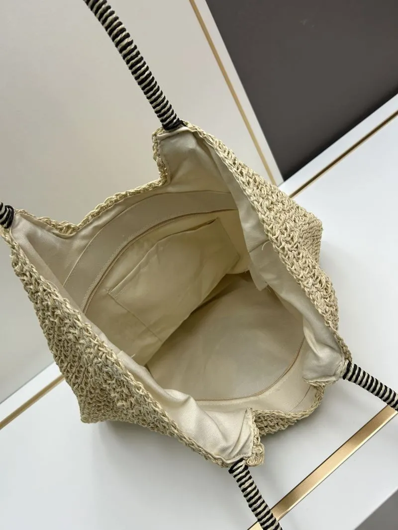 YSL Beige Straw Tote Bag 60129 - Image 6
