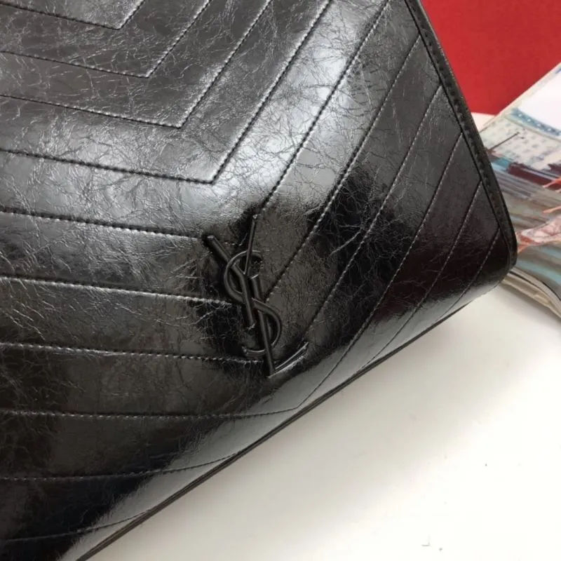 Saint Laurent Black Leather Chain Tote Bag - Image 4
