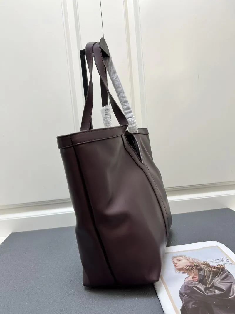 YSL Dark Brown Leather Tote Bag with Mini Pouch Model 1616 - Image 3