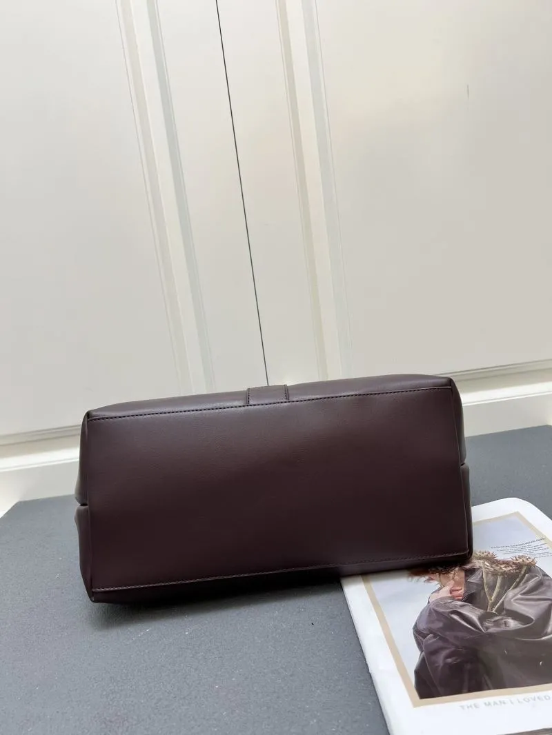 YSL Dark Brown Leather Tote Bag with Mini Pouch Model 1616 - Image 5