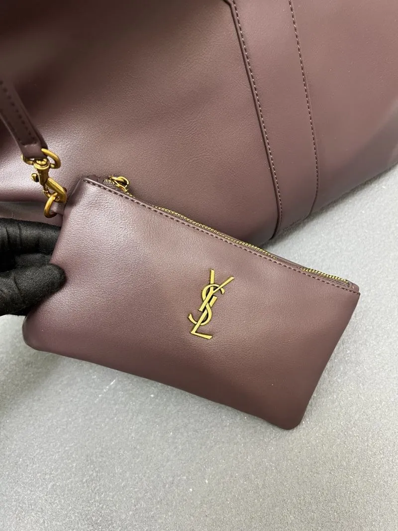 YSL Dark Brown Leather Tote Bag with Mini Pouch Model 1616 - Image 6