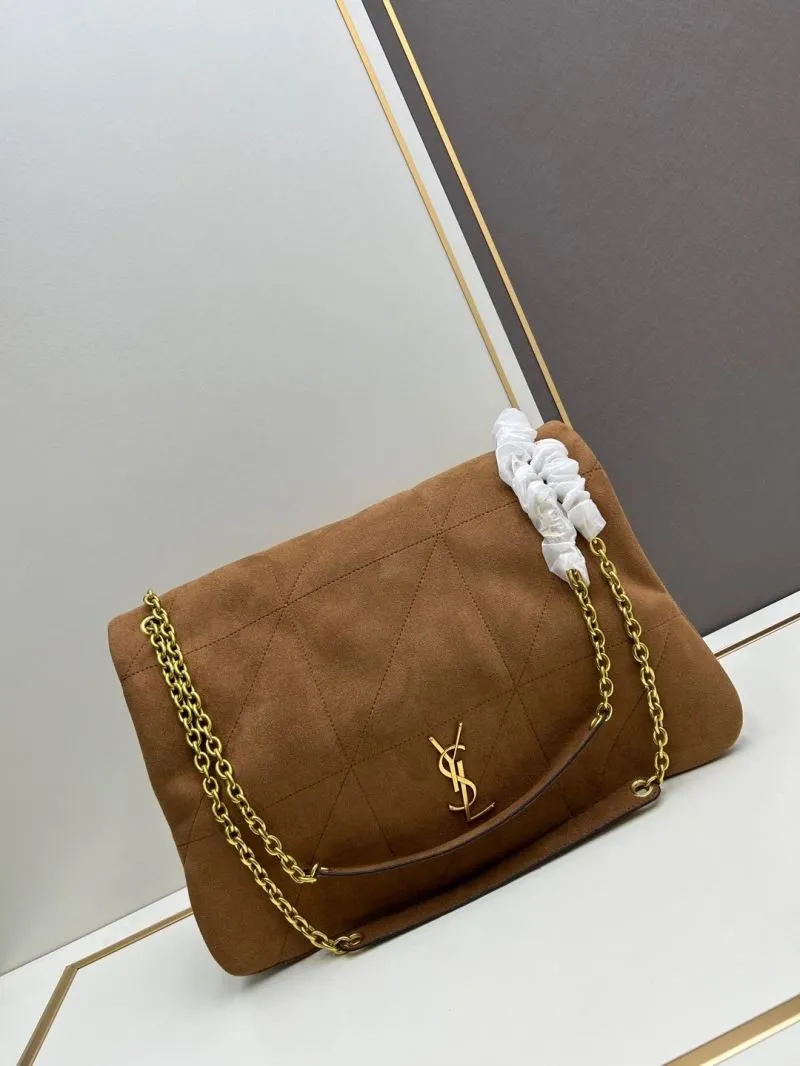 YSL Brown Suede Chain Shoulder Bag 232