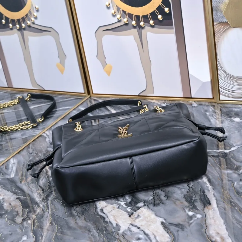 YSL Black Leather Tote Bag with Pouch 234 - Image 4