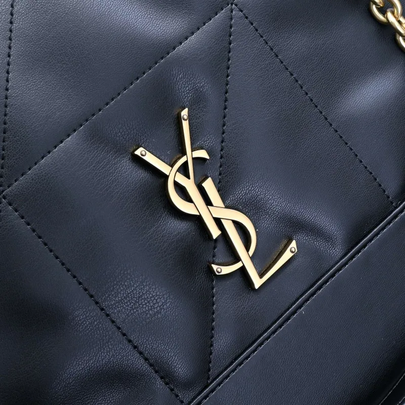 YSL Black Leather Tote Bag with Pouch 234 - Image 9