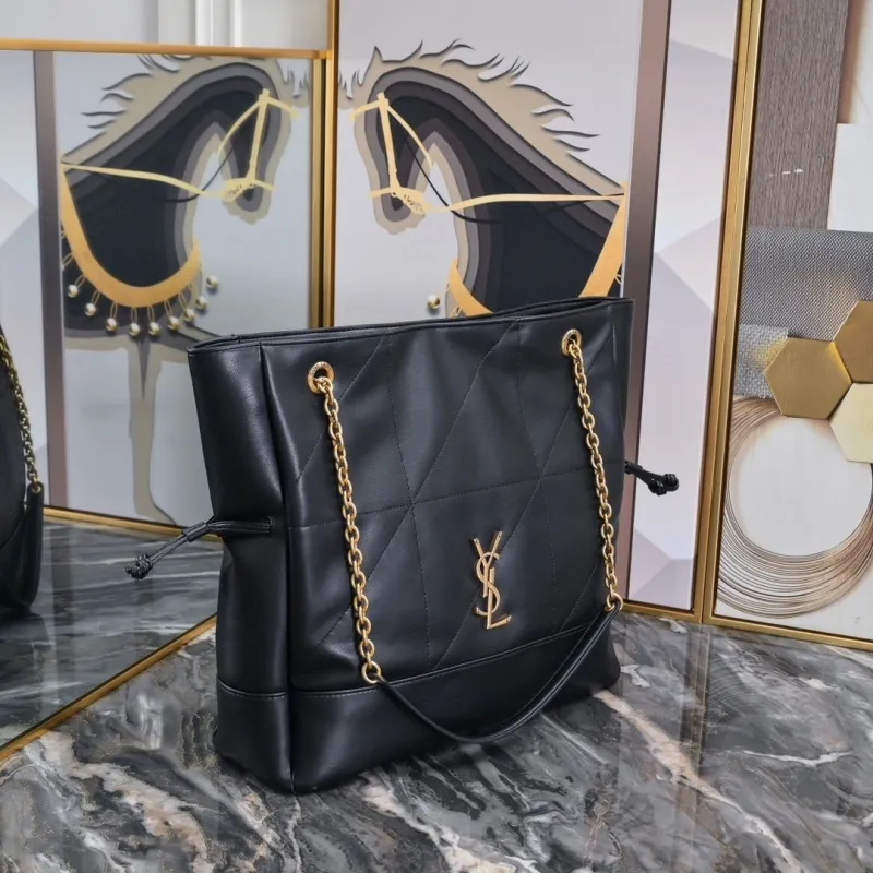 Alternative view of YSL Black Leather Tote Bag with Pouch