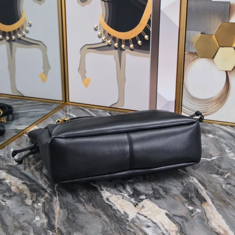 YSL Black Leather Tote Bag with Pouch - Image 7