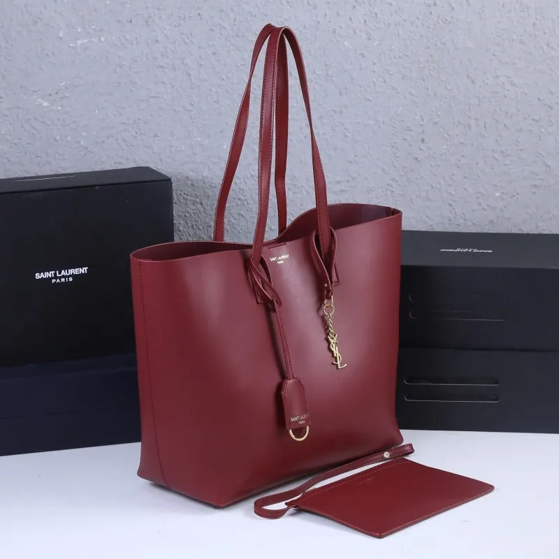 Alternative view of Saint Laurent Maroon Tote Bag with Pouch SKU 236