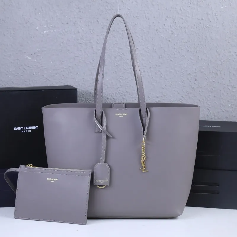 Saint Laurent Gray Tote Bag with Pouch 237