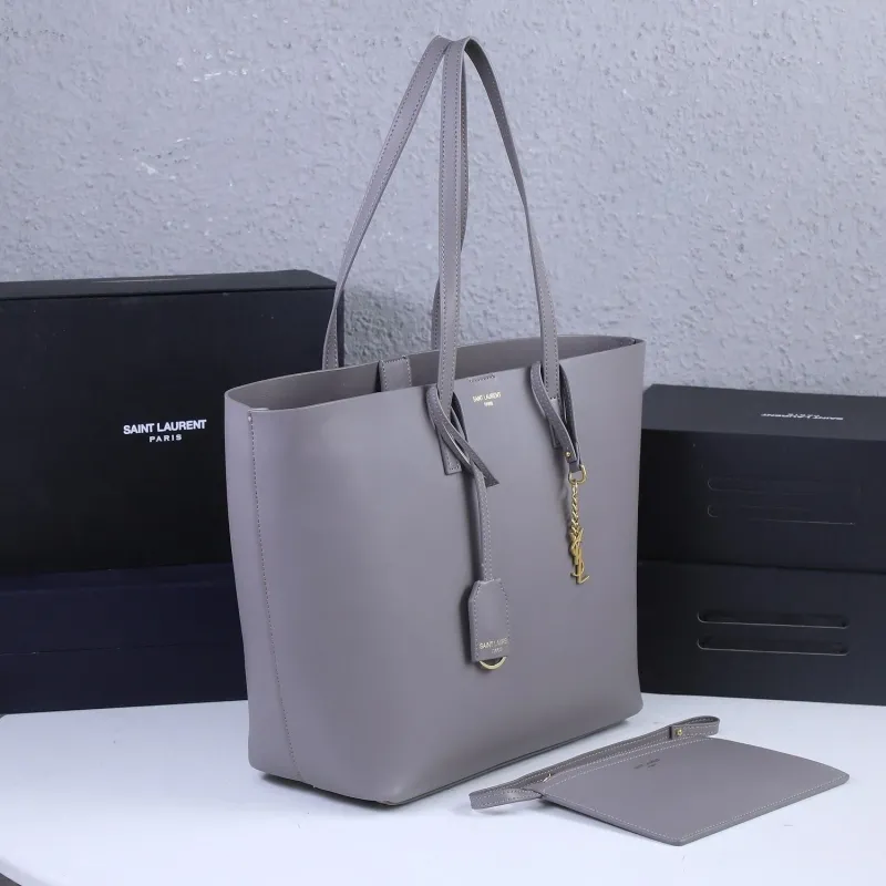 Alternative view of Saint Laurent Gray Tote Bag with Pouch 237