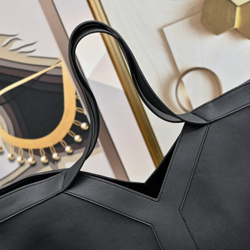 YSL Black Leather Tote Bag 238 - Image 6