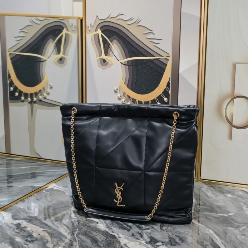 Alternative view of YSL Black Leather Chain Tote Bag