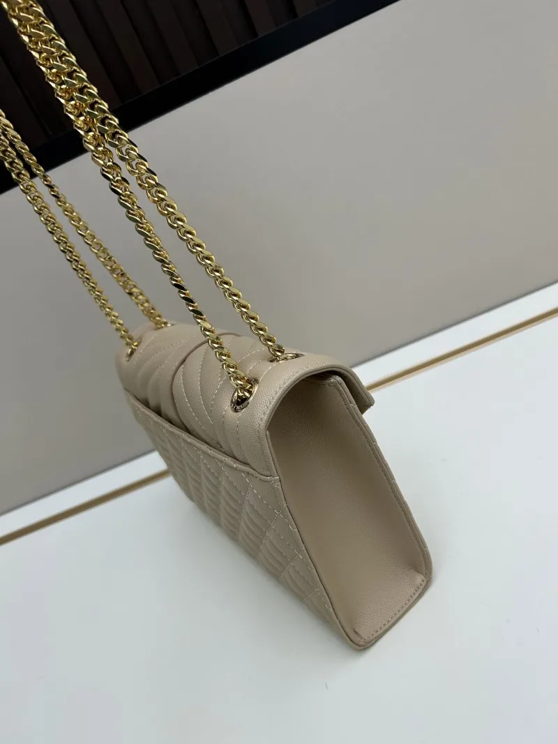 YSL Beige Quilted Chain Shoulder Bag 24cm - Image 3