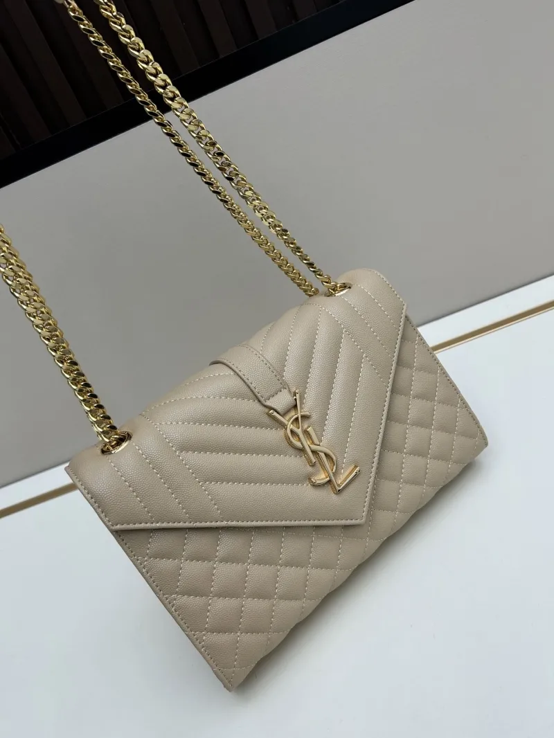 YSL Beige Quilted Chain Shoulder Bag 24cm - Image 4