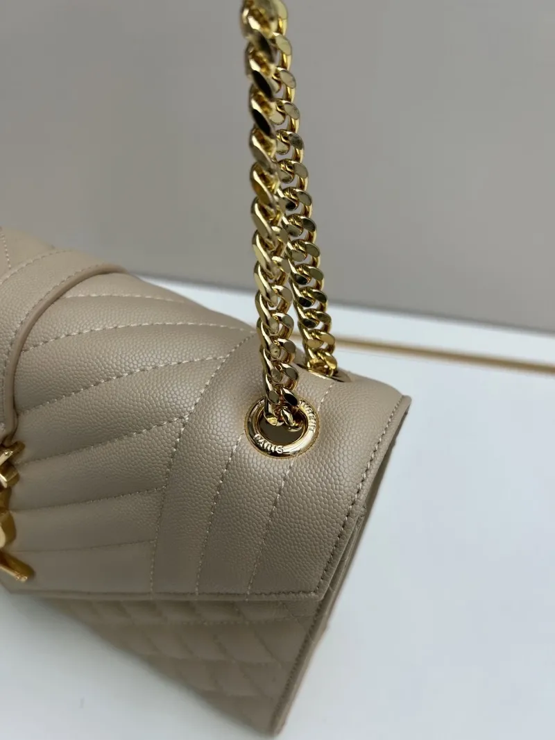 YSL Beige Quilted Chain Shoulder Bag 24cm - Image 5
