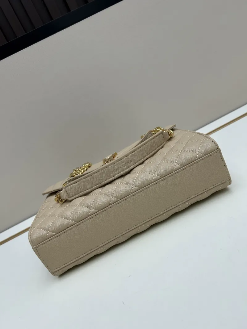 YSL Beige Quilted Chain Shoulder Bag 24cm - Image 6