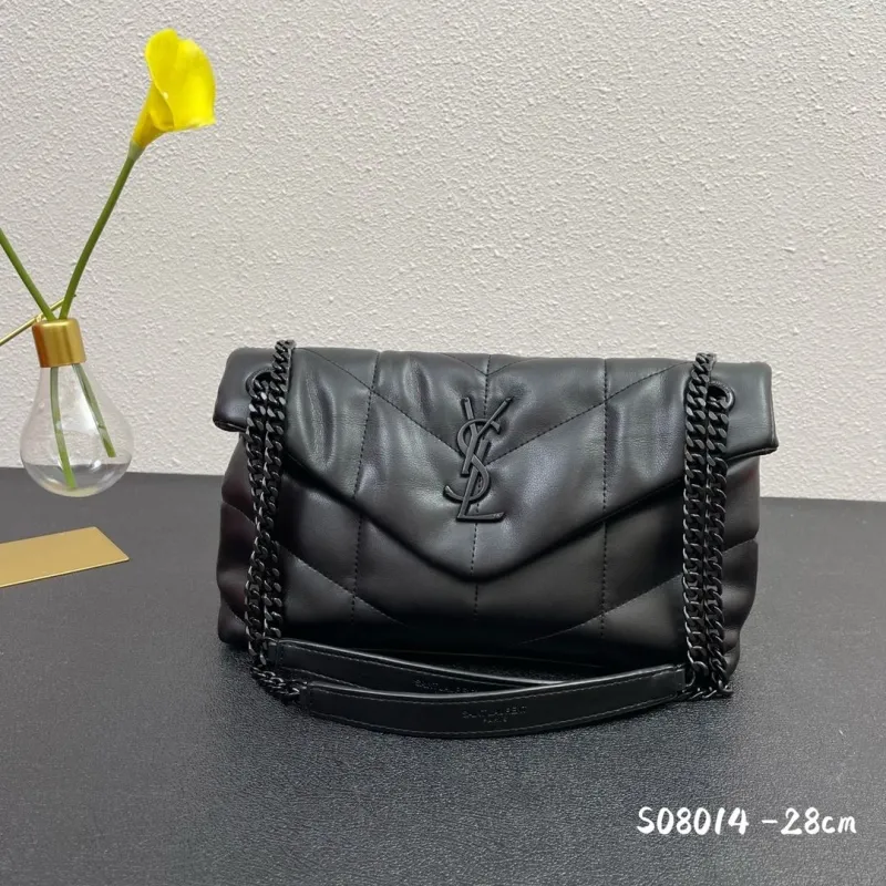 YSL Black Quilted Leather Shoulder Bag S08014 28cm - Image 3