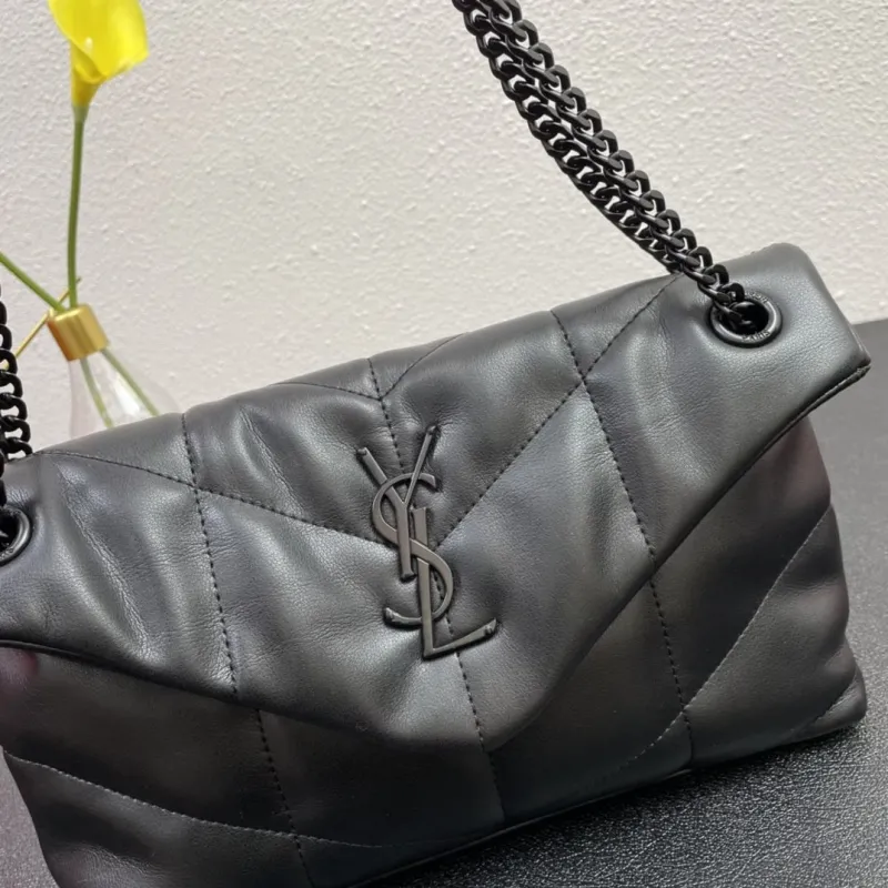YSL Black Quilted Leather Shoulder Bag S08014 28cm - Image 4