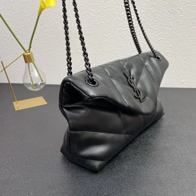 YSL Black Quilted Leather Shoulder Bag S08014 28cm - Image 5