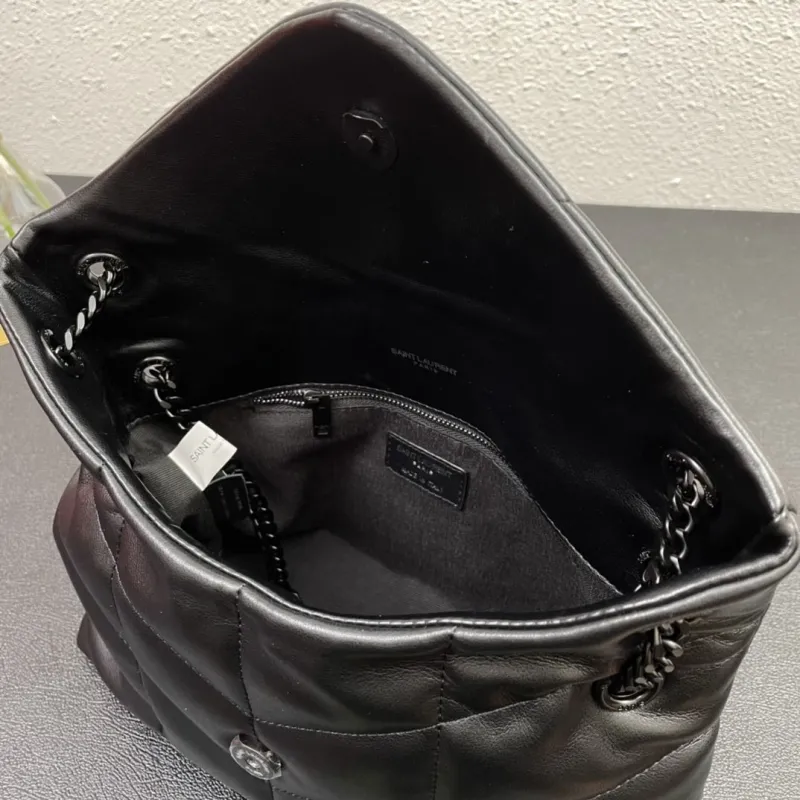 YSL Black Quilted Leather Shoulder Bag S08014 28cm - Image 9