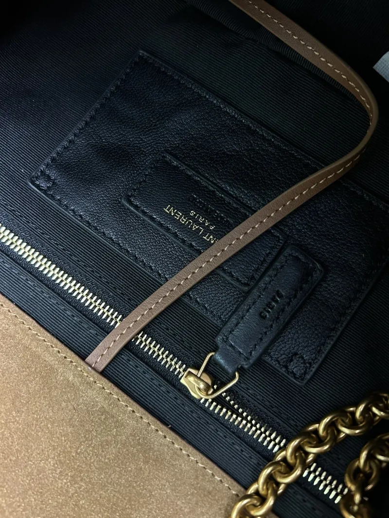 YSL Brown Suede Chain Shoulder Bag 763475 - Image 9