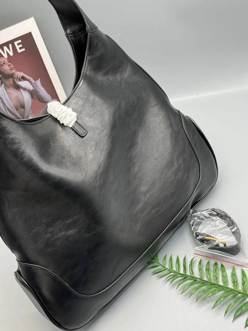 YSL Large Black Leather Hobo Shoulder Bag - Image 3