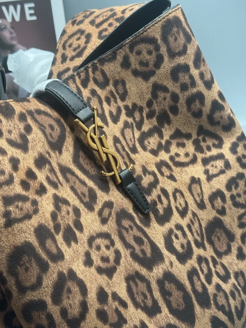 YSL Leopard Print Top Handle Bag - Image 4