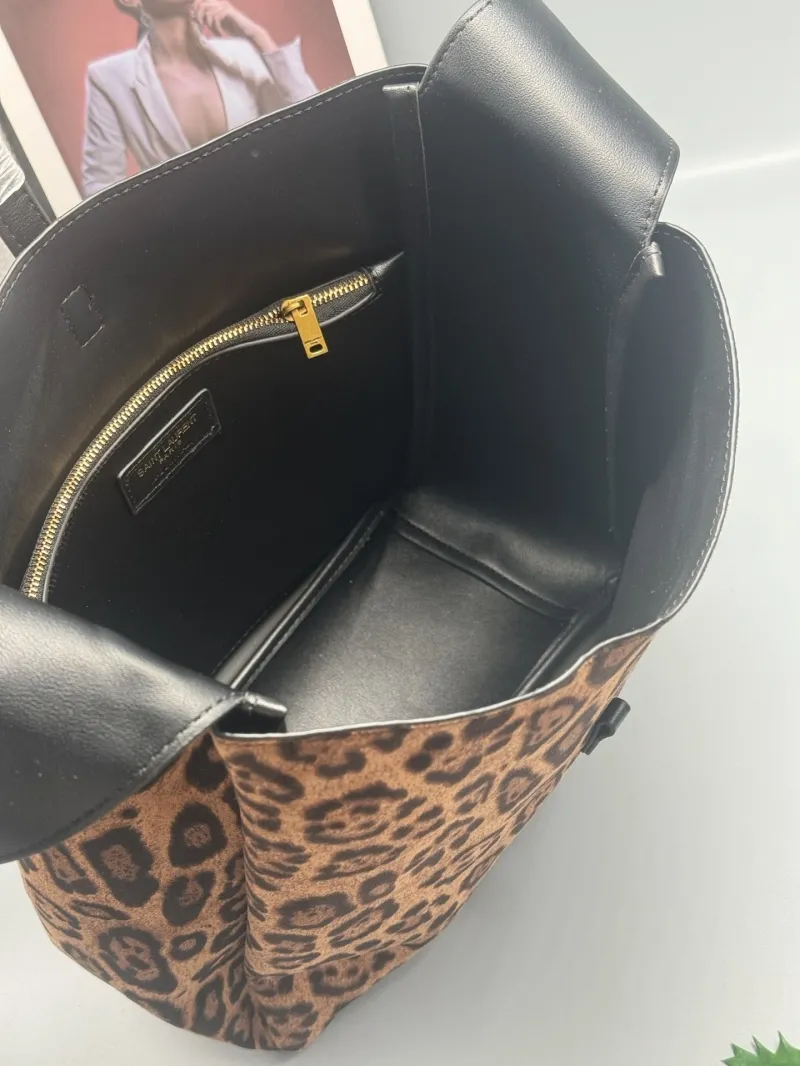 YSL Leopard Print Top Handle Bag - Image 7