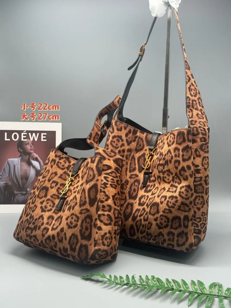 YSL Leopard Print Top Handle Bag - Image 9