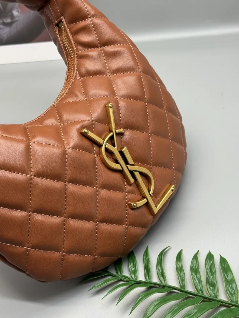 YSL Brown Quilted Hobo Handbag - Image 3