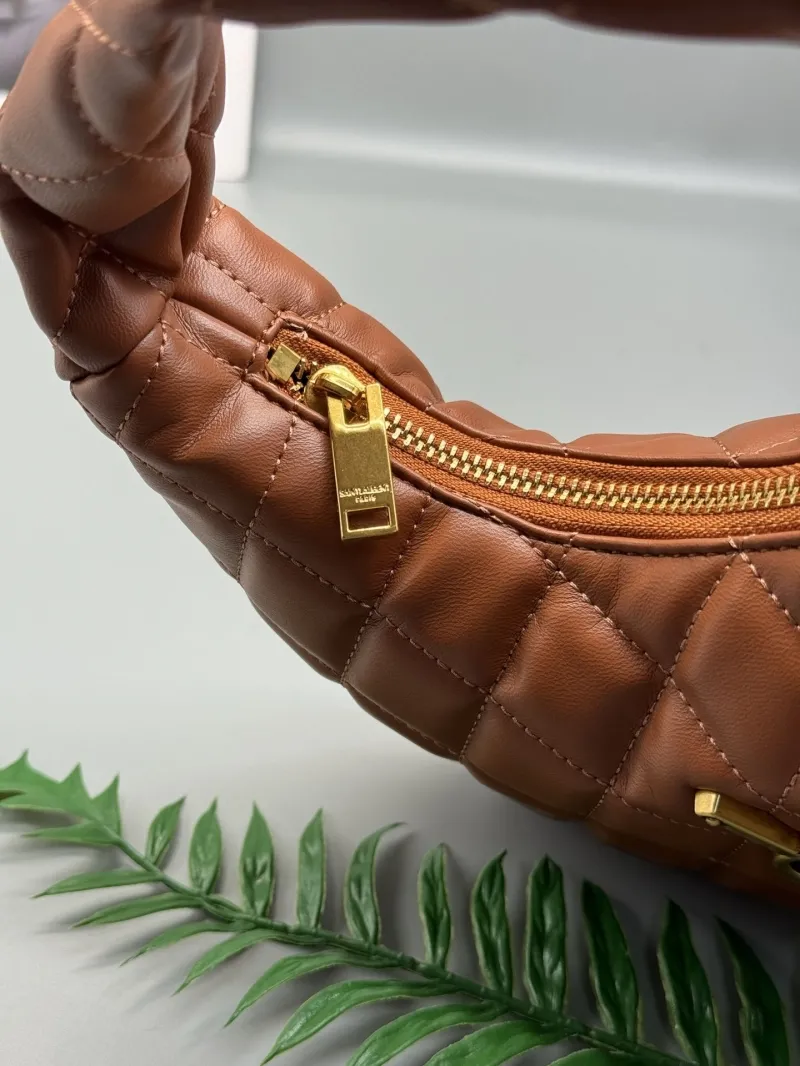 YSL Brown Quilted Hobo Handbag - Image 4