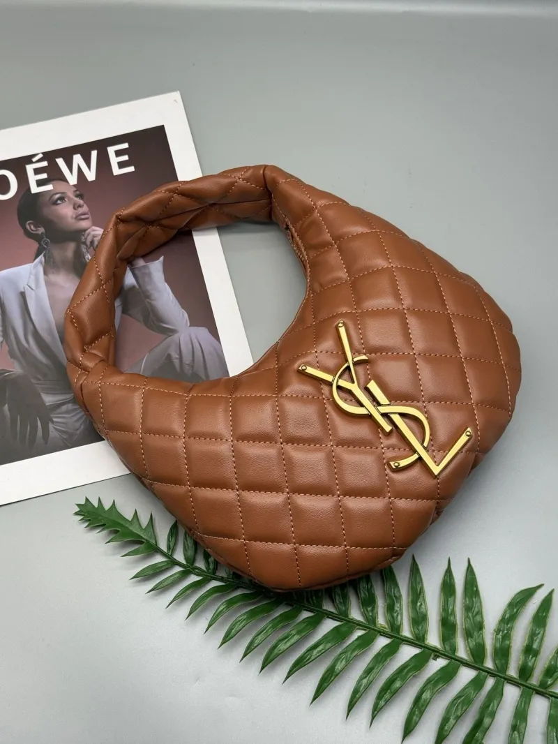 YSL Brown Quilted Hobo Handbag - Image 5